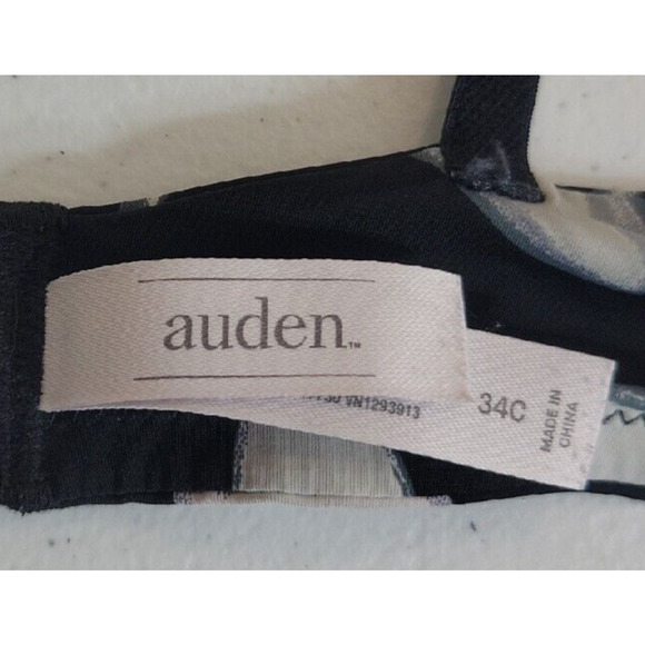 Auden Wire Free Convertible Racer Back Bra Black Floral Lined Adjustable 34C - Picture 2 of 10